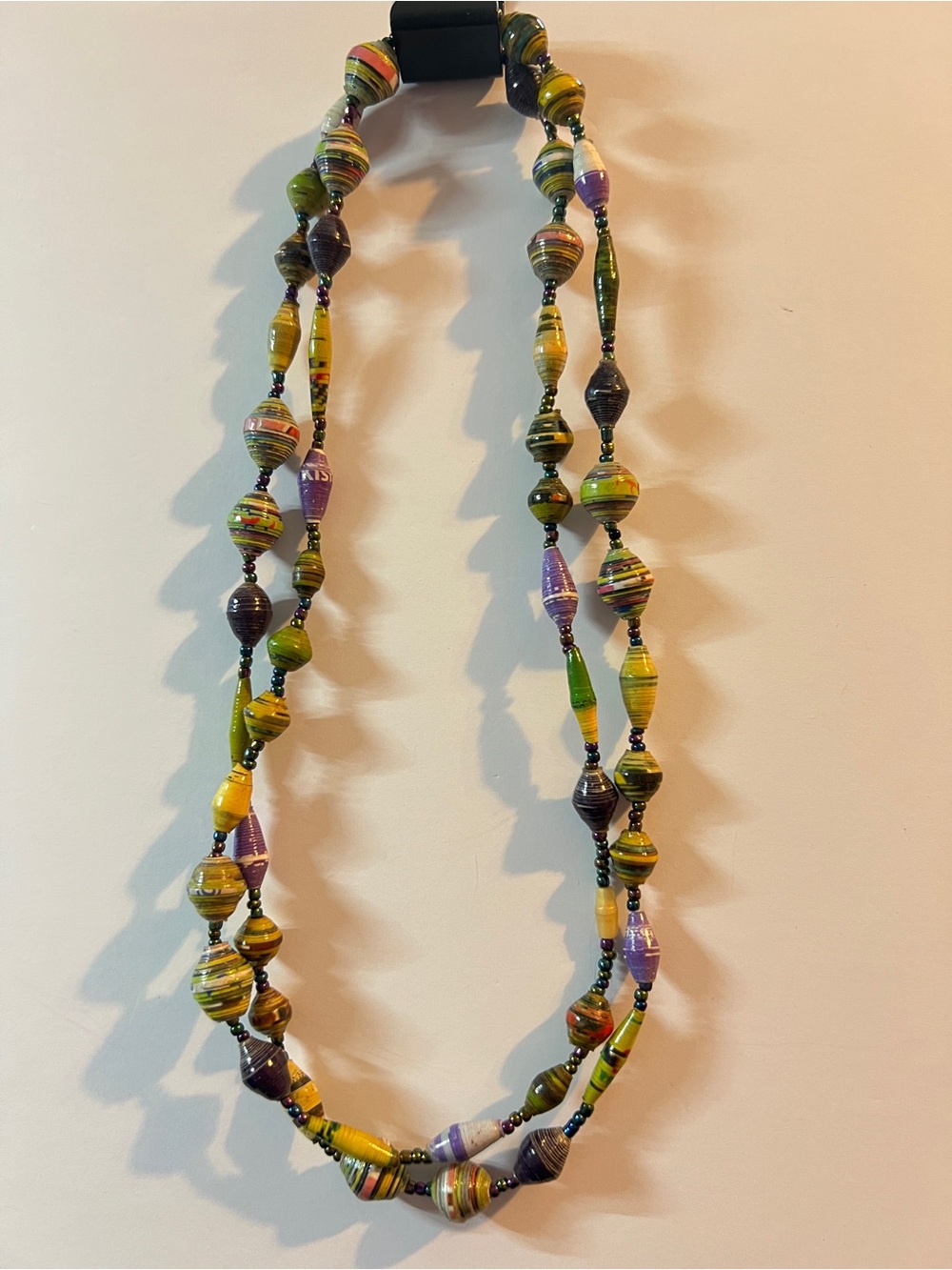 46” Multicolored Boho Long Strand Paper Bead Necklace